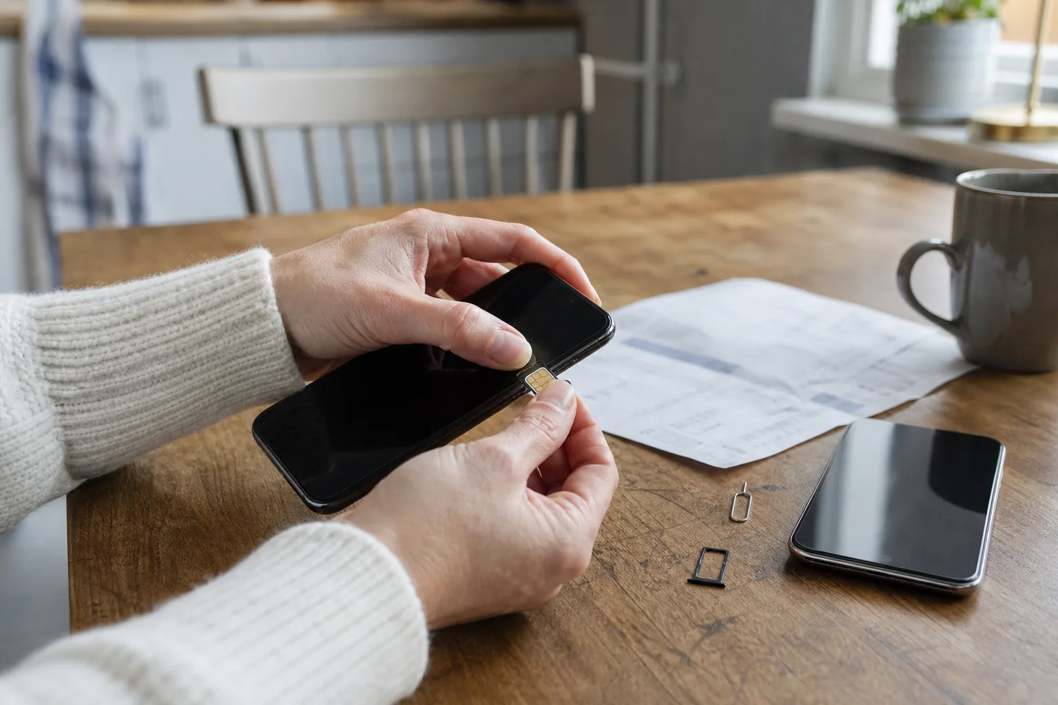 SIM-kort flyttas mellan två mobiler